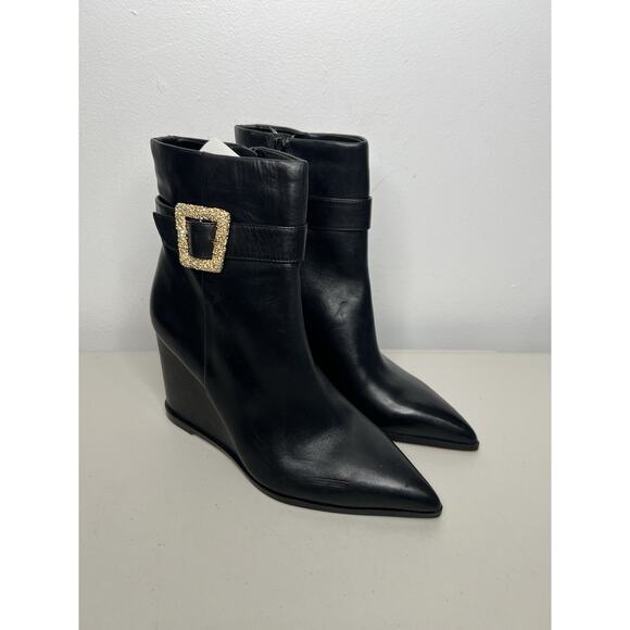 Sam Edelman Weslie Leather Wedge Ankle Boots Pointed Toe Women’s Size 8.5 - Picture 1 of 11